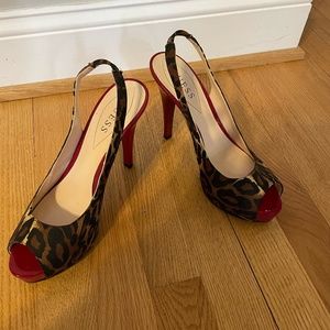 Leopard Print Peep Toe Heels